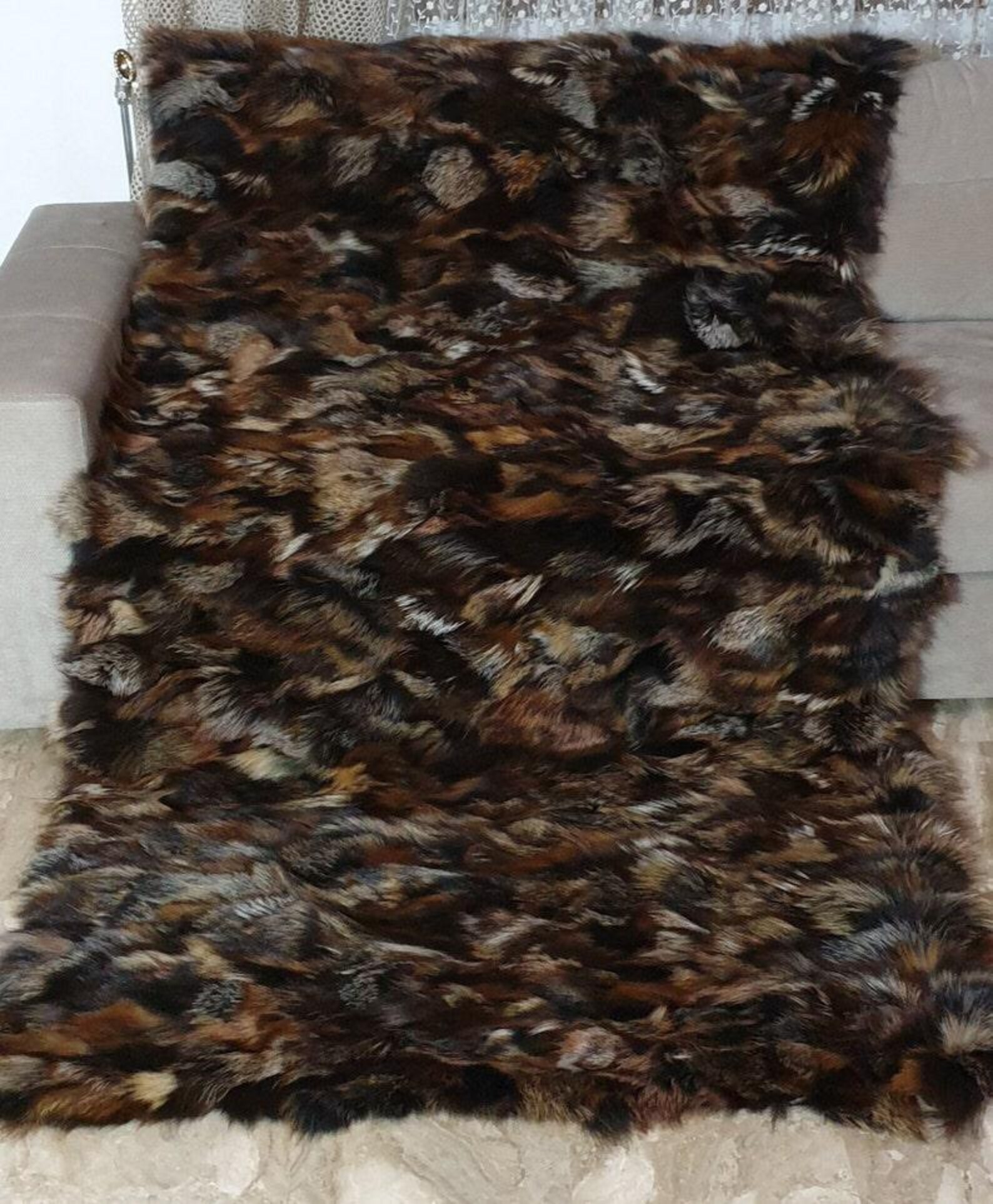 Real Fur Fox Blanket - Fur Throw - Image 2