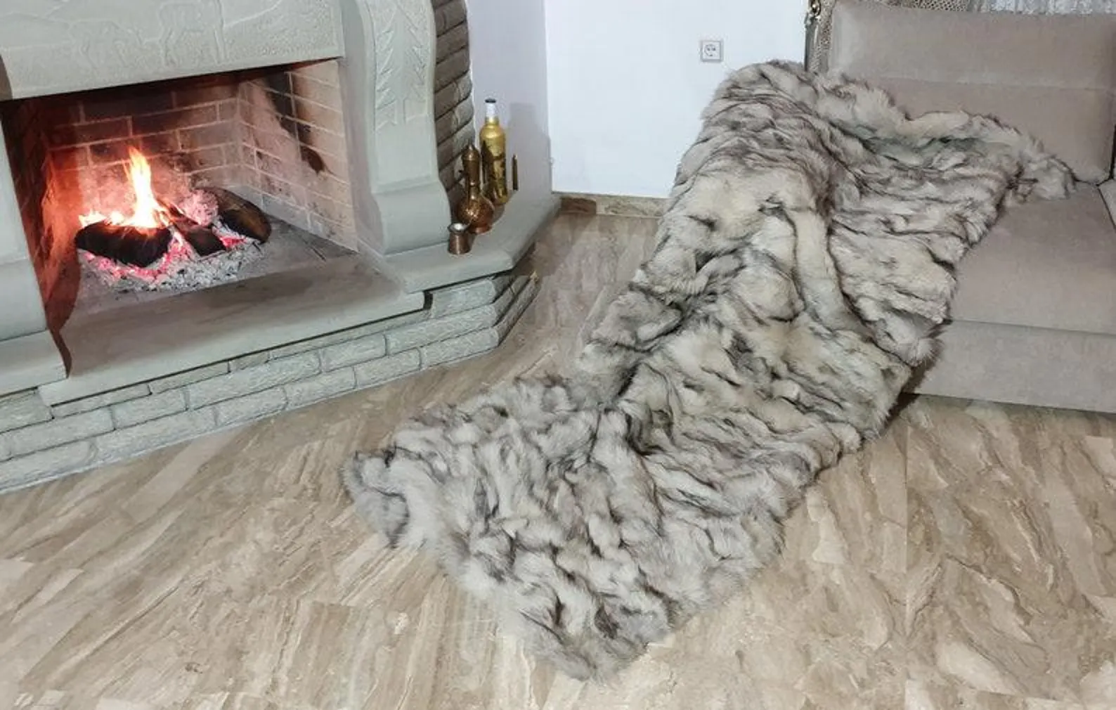 Real Fur Fox Blanket - Fur Throw - Image 5