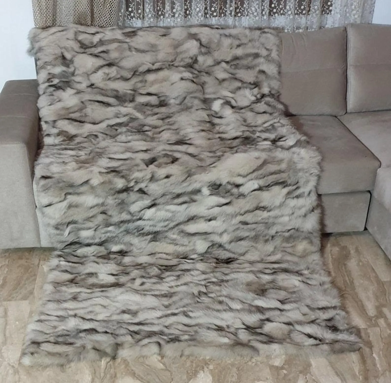 Real Fur Fox Blanket - Fur Throw - Image 2