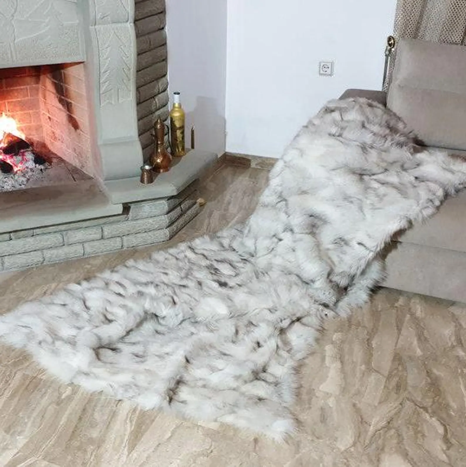 Real Fur Fox Blanket - Fur Throw - Image 2