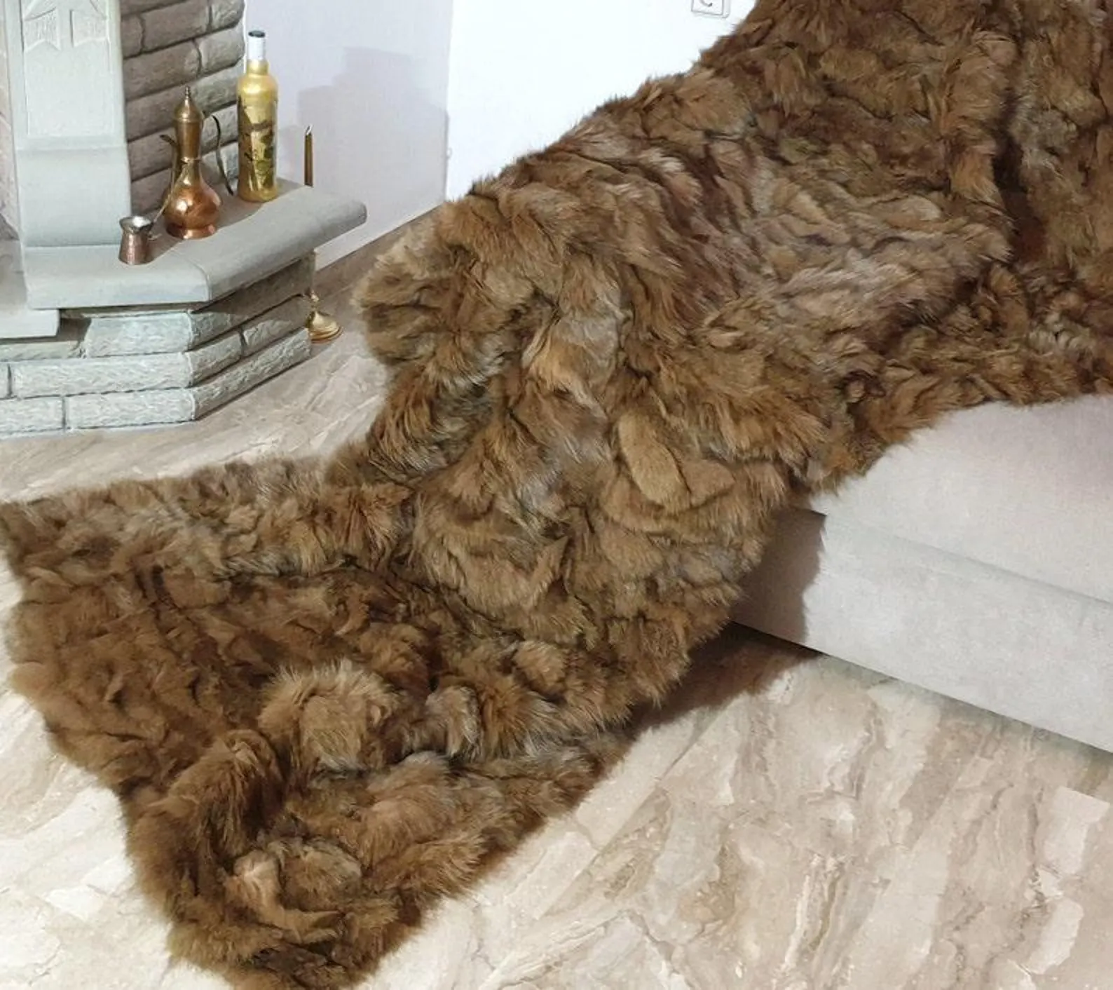Real Fur Fox Blanket - Fur Throw