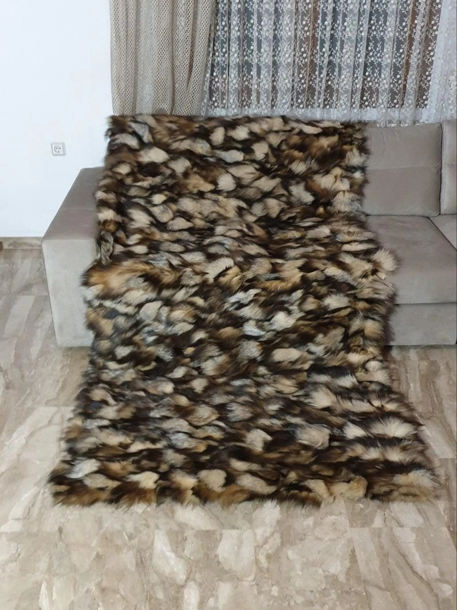 Real Fur Fox Blanket - Fur Throw - Image 4