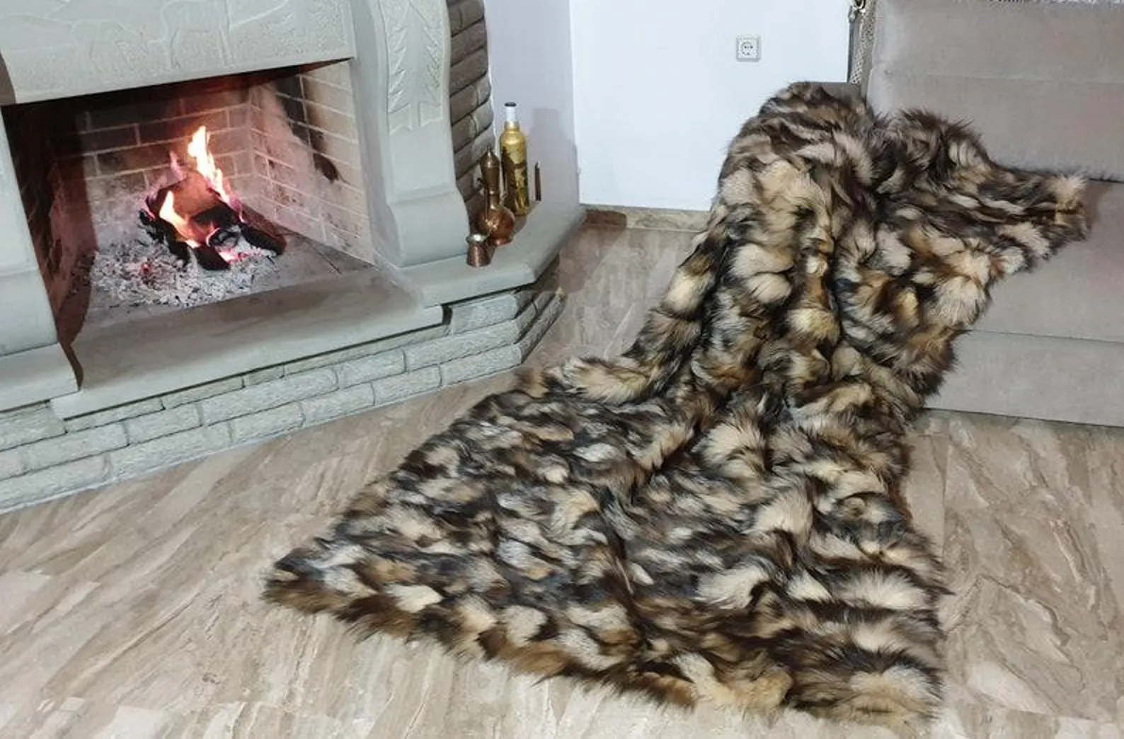 Real Fur Fox Blanket - Fur Throw