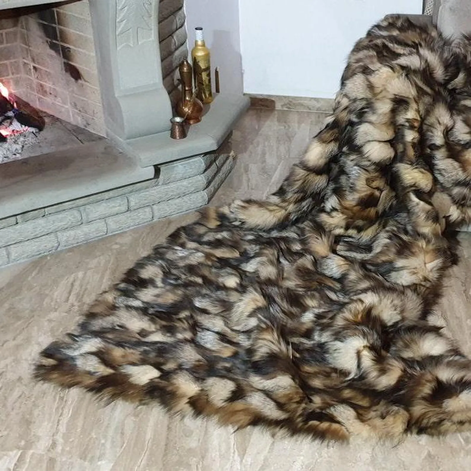 Real Fur Fox Blanket - Fur Throw - Image 2