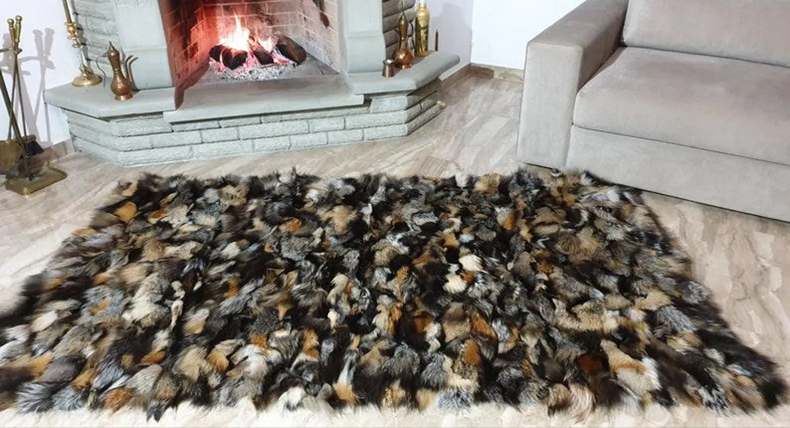 Real Fur Fox Blanket - Fur Throw - Image 4