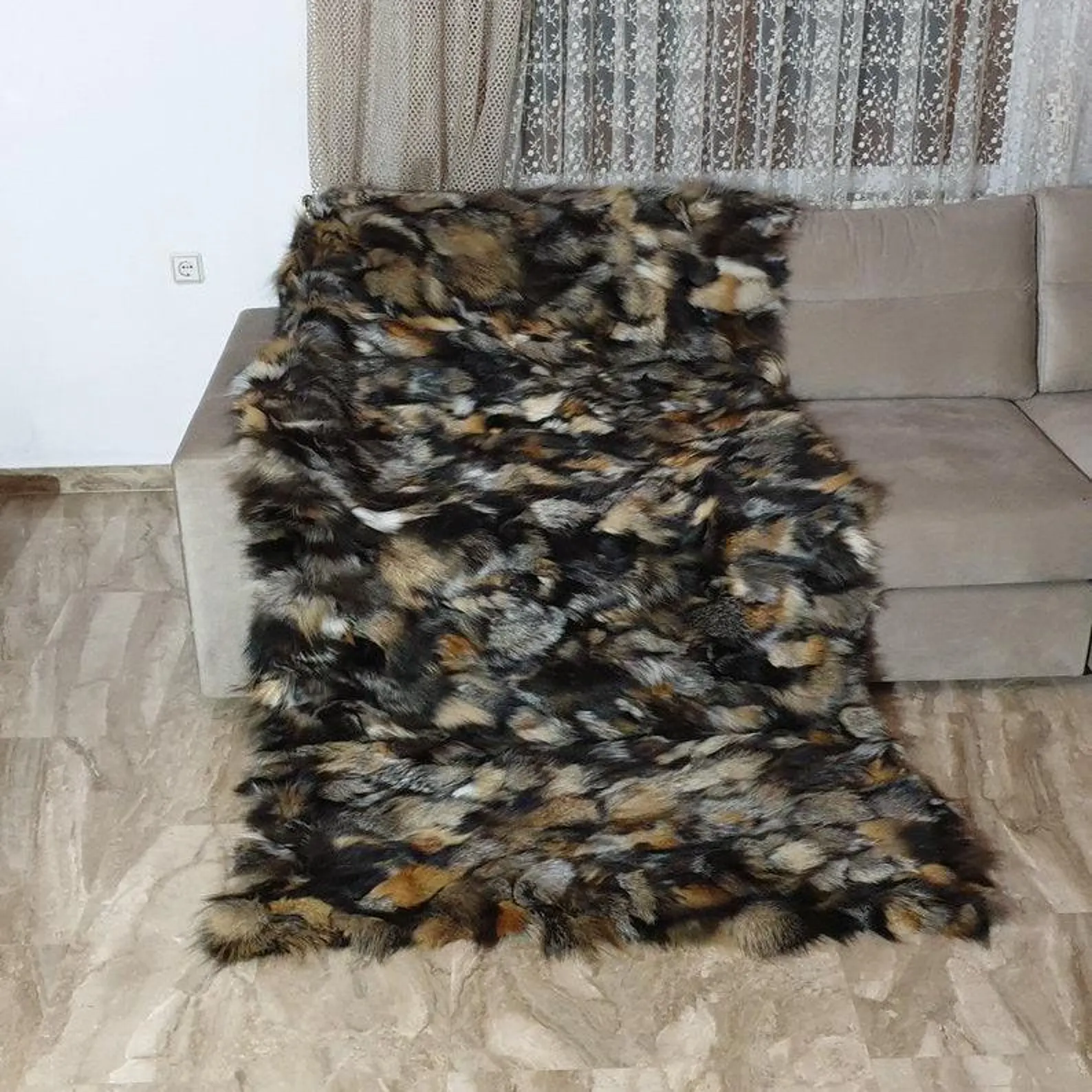 Real Fur Fox Blanket - Fur Throw - Image 2