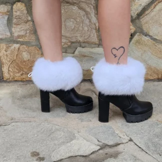 Real Fur Fox Small Boot Cuffs in white color