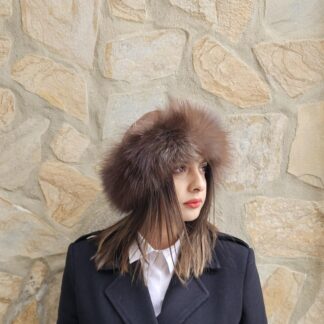 Real Fox Fur Hat with leather details