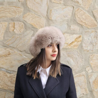 Real Fox Fur Hat with leather details
