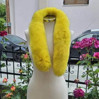 Real Fox Fur Trim Hood in yellow color