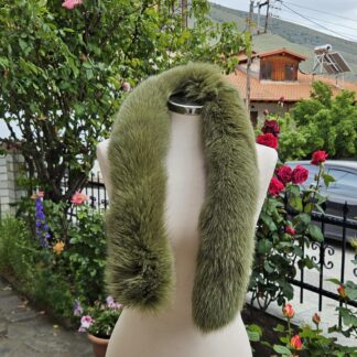 Real Fox Fur Trim Hood in green color