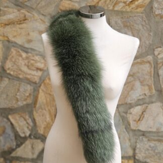 Real Fox Fur Trim Hood in green color