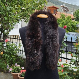 Real Fox Fur Trim Hood in brown color