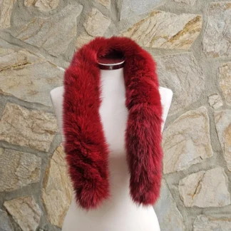 Real Fox Fur Trim Hood in red color