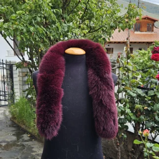 Real Fox Fur Trim Hood in bordo color