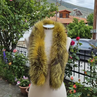 Real Fox Fur Trim Hood in yellow color