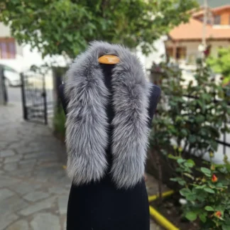 Real Fox Fur Trim Hood in gray color