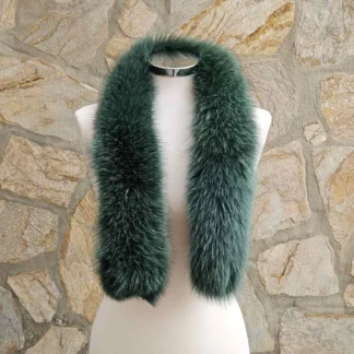 Real Fox Fur Trim Hood in green color