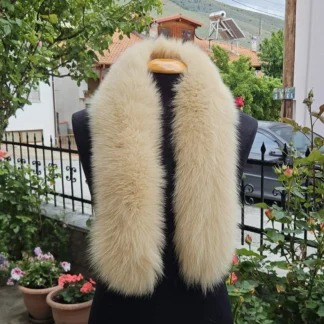 Real Fox Fur Trim Hood in beige color