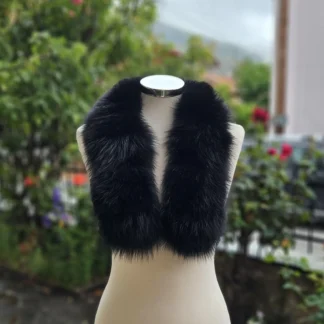 Real Fox Fur Trim Hood in black color