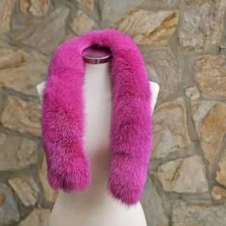 Real Fox Fur Trim Hood in fuchsia color