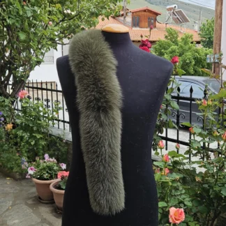 Real Fox Fur Trim Hood in green color