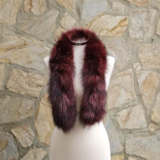 Real Fox Fur Trim Hood in bordo color