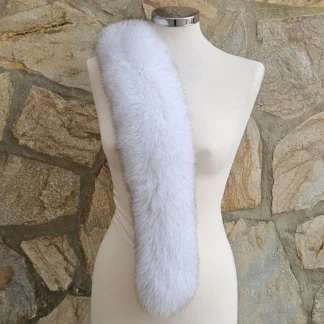 Real Fox Fur Trim Hood in white color