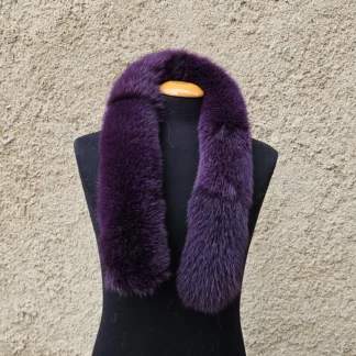 Real Fox Fur Trim Hood in purple color