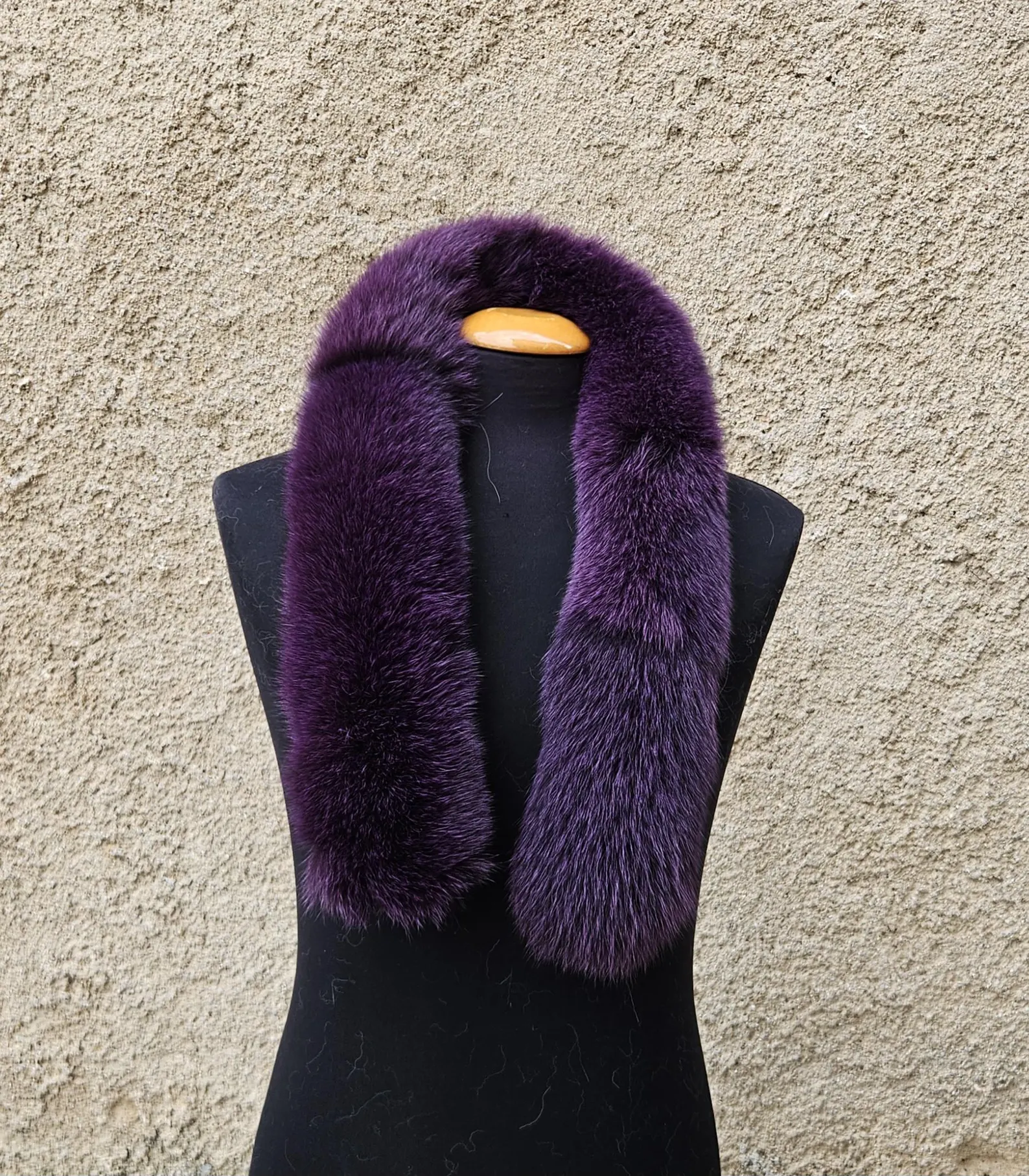 Real Fox Fur Trim Hood in purple color