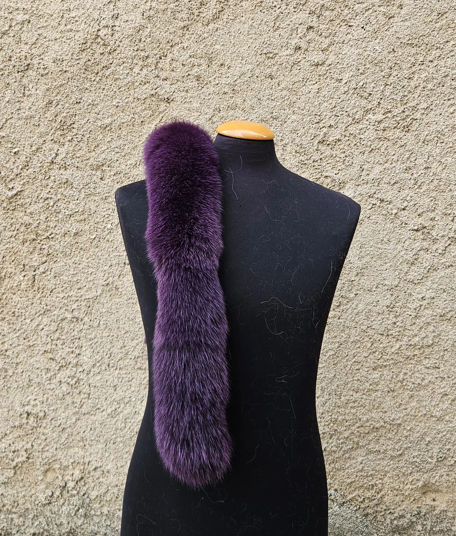 Real Fox Fur Trim Hood in purple color - Image 3