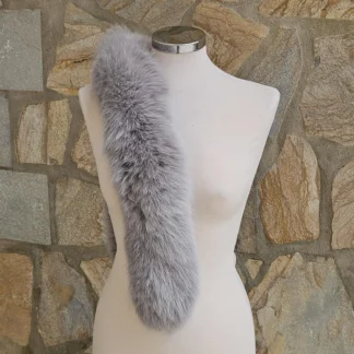 Real Fox Fur Trim Hood in gray color