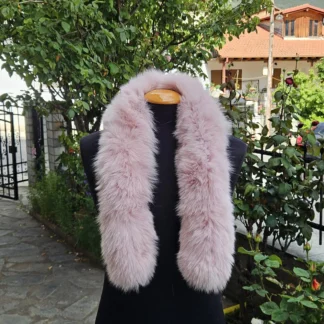 Real Fox Fur Trim Hood in pink color