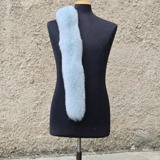 Real Fox Fur Trim Hood in light blue color