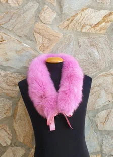 Real Fox Fur Collar with ribbon in pink color