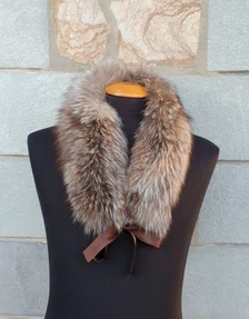 Real Fox Fur Collar with ribbon in crystal color