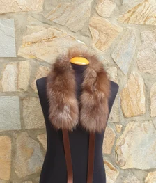 Real Fox Fur Collar with ribbon in crystal color - Image 3