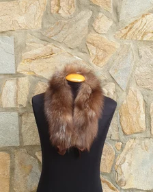 Real Fox Fur Collar with ribbon in crystal color - Image 4