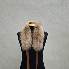 Real Fox Fur Collar with ribbon