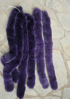 Real Fox Fur Strip in purple color, the ideal winter accessory