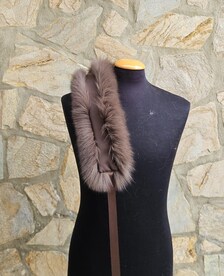 Real Fox Fur Collar with ribbon in brown color - Image 4