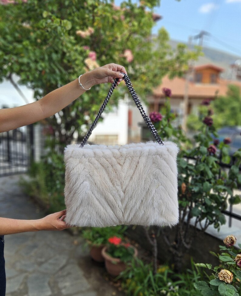 Real Mink Fur Bag with chain