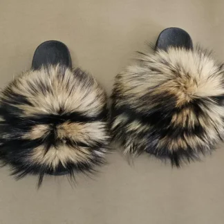 Real Fox Fur Slides