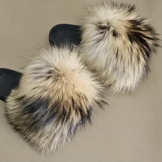 Real Fox Fur Slides