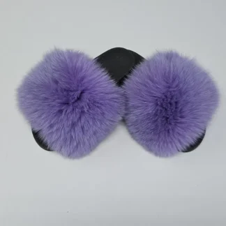 Real Fox Fur Slides in purple color