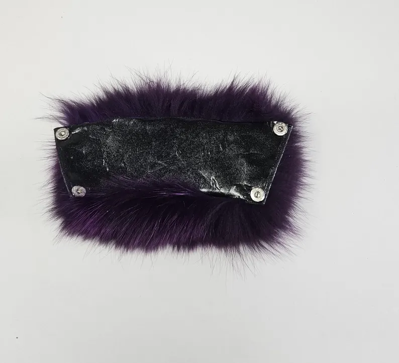 Real Fox Fur Slides in purple color - Image 6