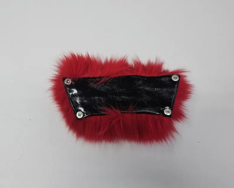 Real Fox Fur Slides in red color - Image 6