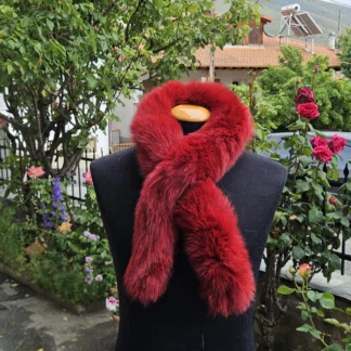 Real Fur Fox Scarf in red color