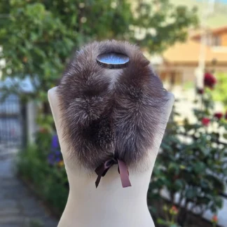 Real Fox Fur Collar with ribbon in crystal color