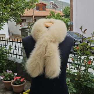 Real Fur Fox Scarf in beige color